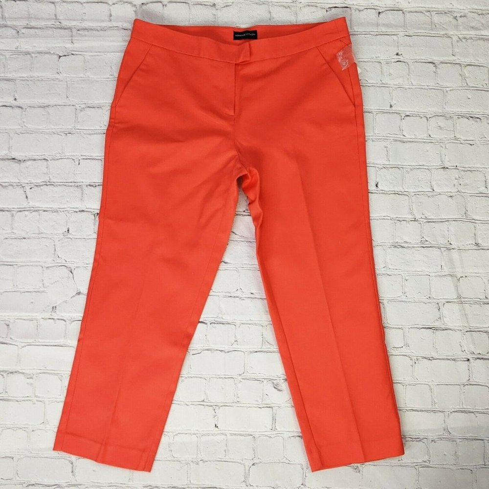 Adrienne Vittadini Womens Sz 10 Orange Cropped Pants Flat Front Tapered Leg NWT